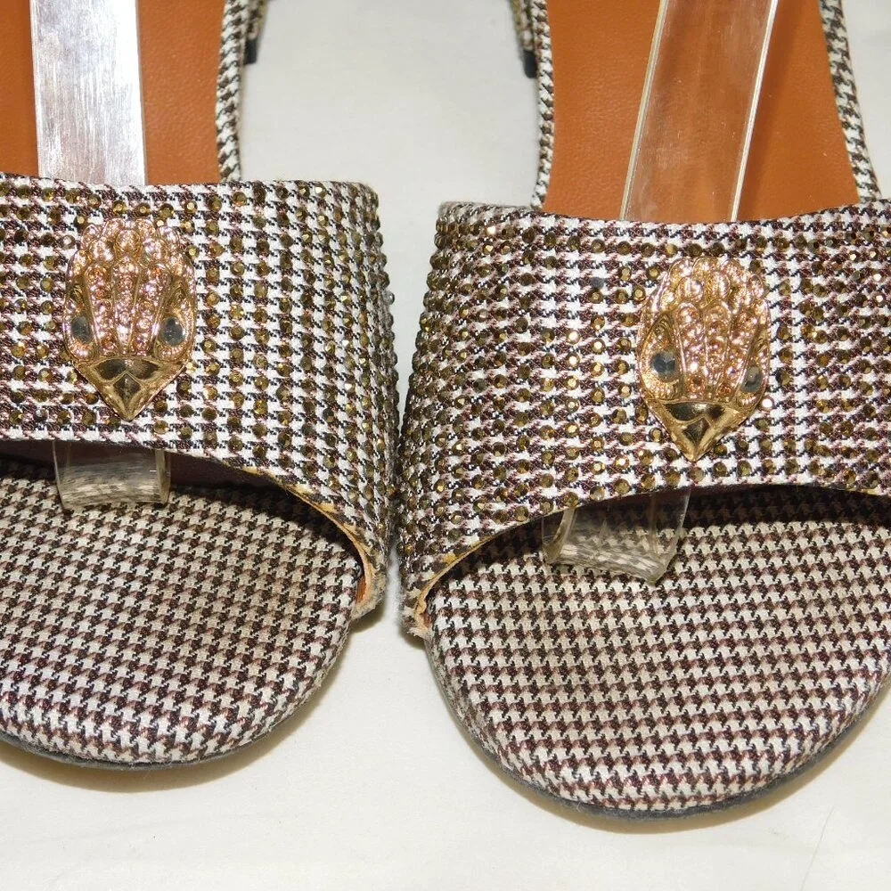 Kurt Geiger London Mini Kensington Block Heel Sandal Girls Size 2 Gold Glitz